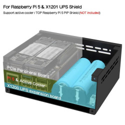 SUPTRONICS X1201 UPS Shield 5.1V 5A 2-Cell 18650 Batt Holder with Metal Case for Raspberry Pi 5